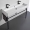 Double Ceramic Console Sink and Matte Black Stand, 48